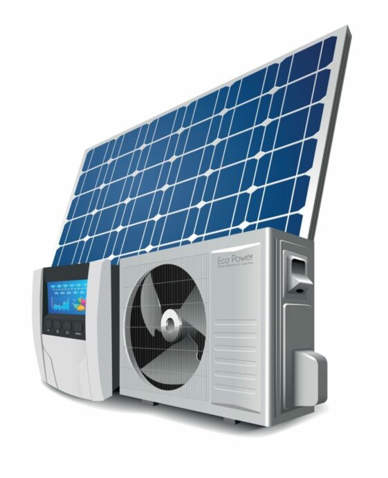 Heat pump, inverter and solar panel as a green energy system concept